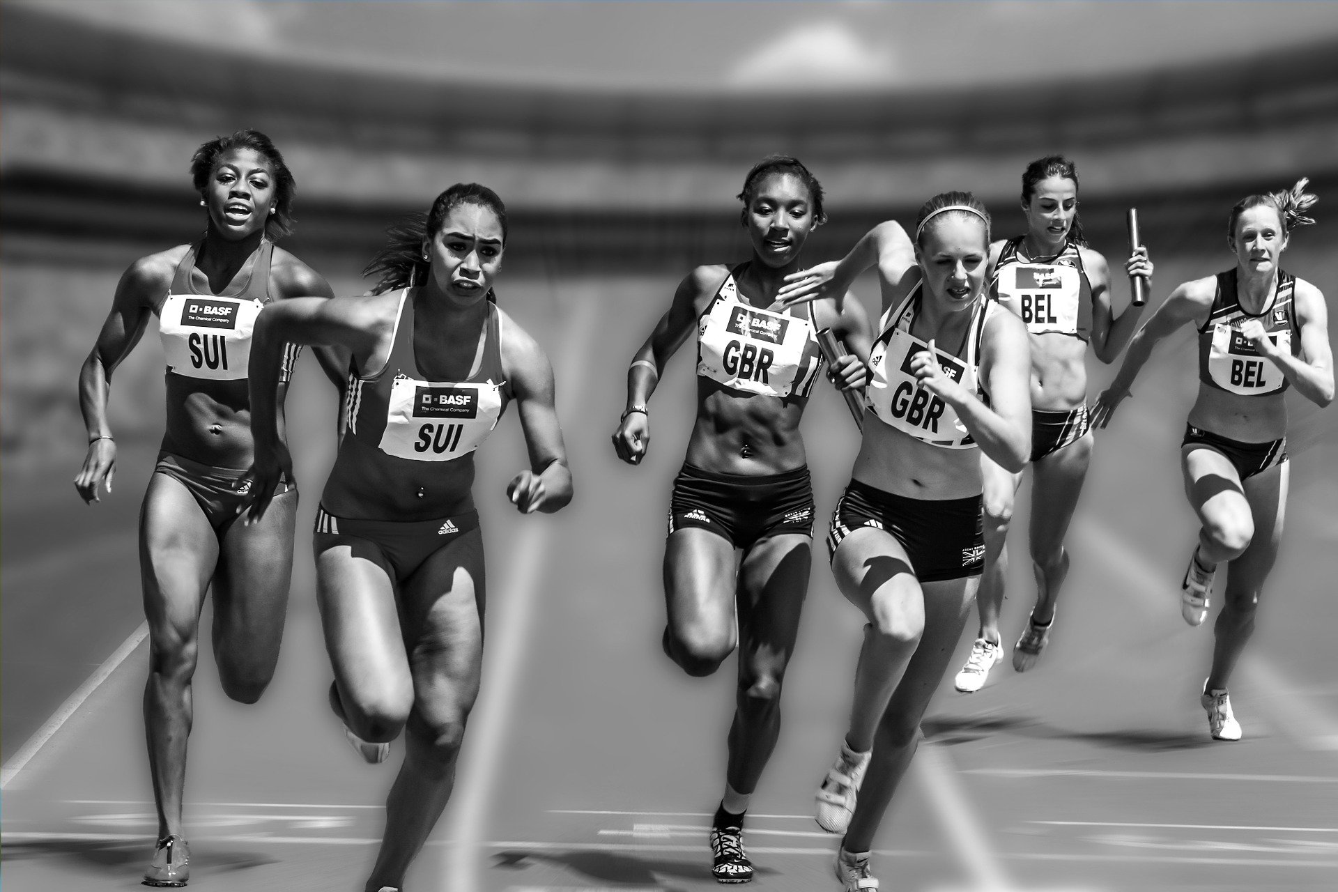 Women Running Race Racing Athletes